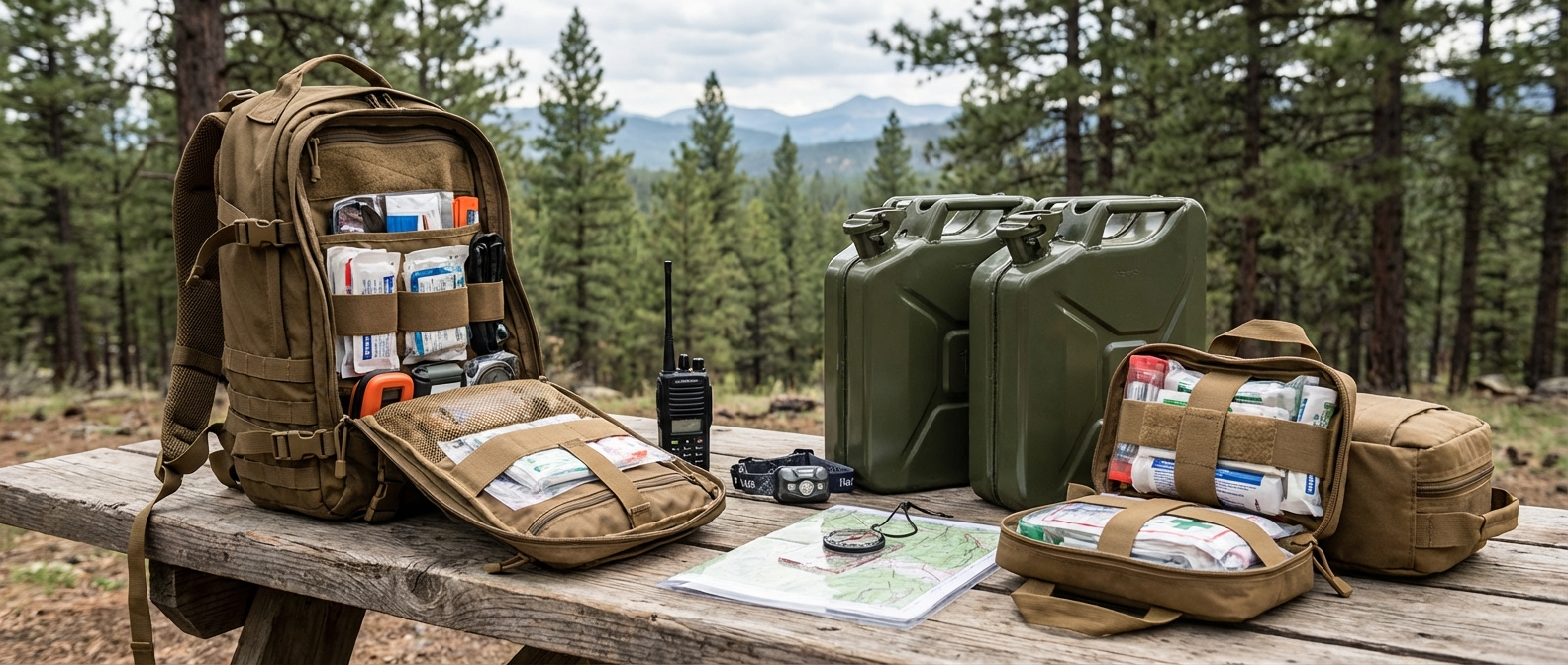 Preparedness field concept art showing a rugged terrain and shelter