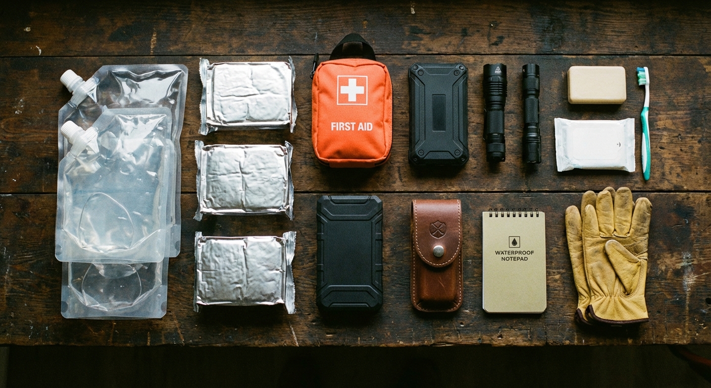 Checklist style artwork for emergency kit building